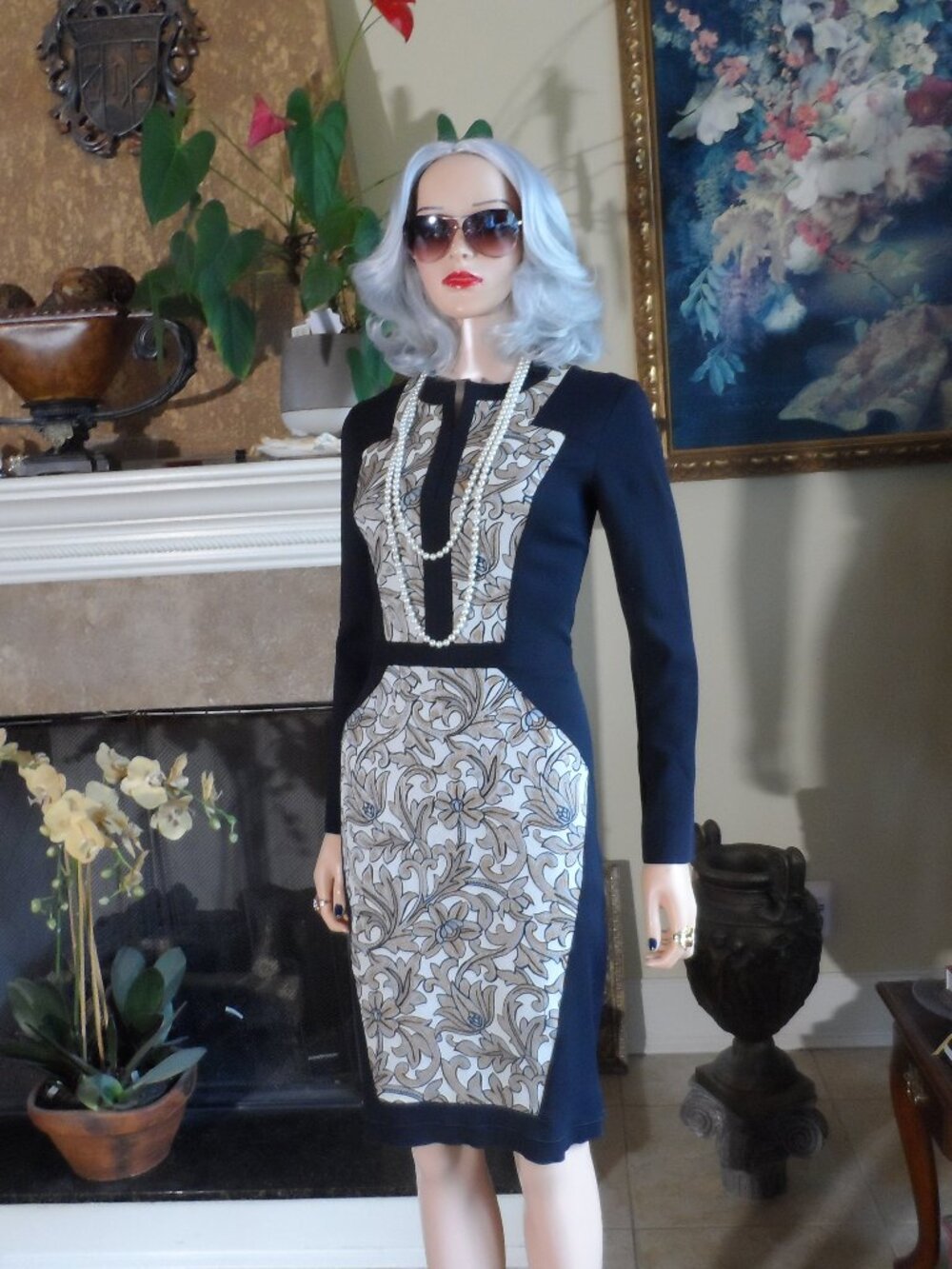 Etro Black Floral Embroidered Long Sleeve Sheath Dress Size IT 42